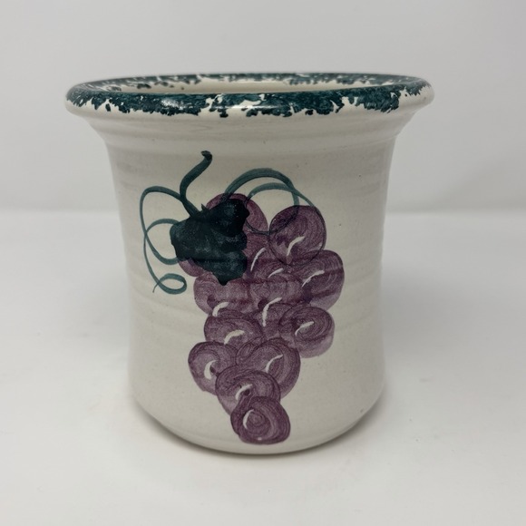 Contemporary Pottery Ltd Other - Contemporary Pottery LTD Oregon Vase Hand Painted Grapes Teal Spatterware